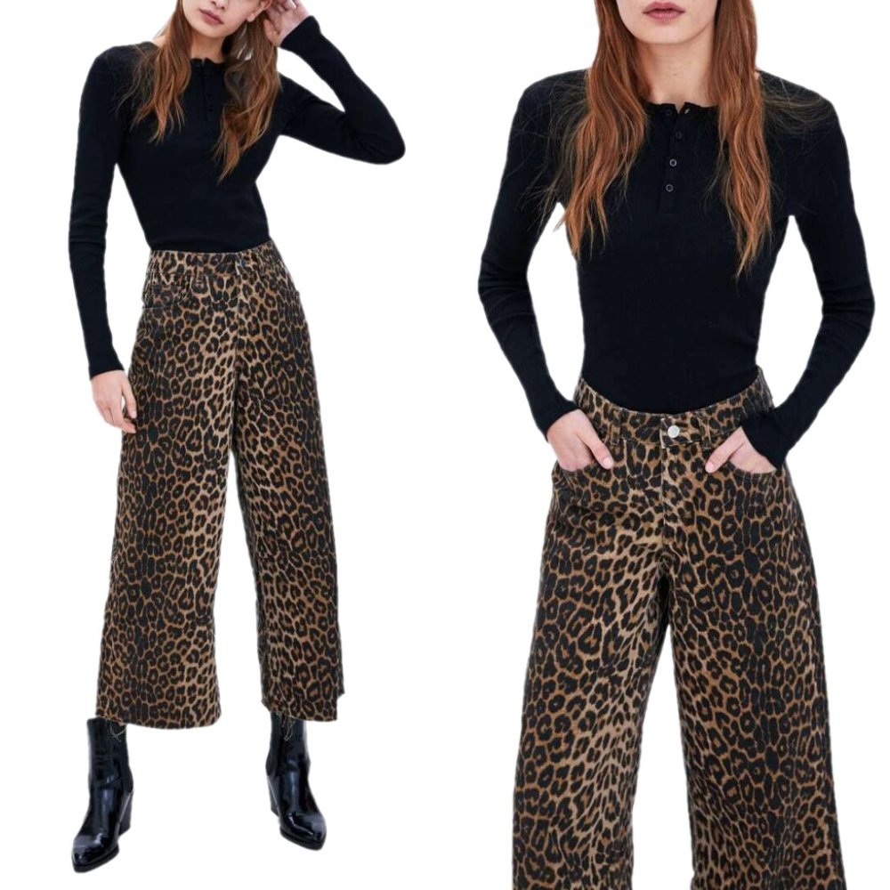 Zara TRF Collection Multi-color Leopard 5-pocket